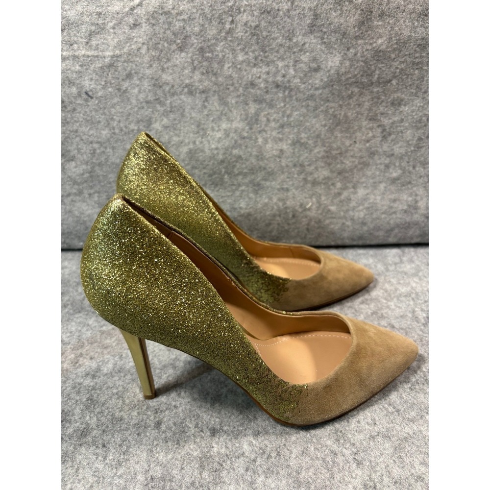 Charles David Womens Gold Glitter Suede Pointed Toe Stiletto Heels Shoes 9.5M - Picture 6 of 9